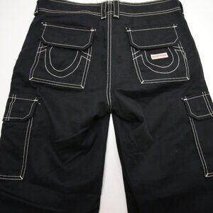True Religon Military SN Cargo Pants Womens 28 Black White Contast Stitch
